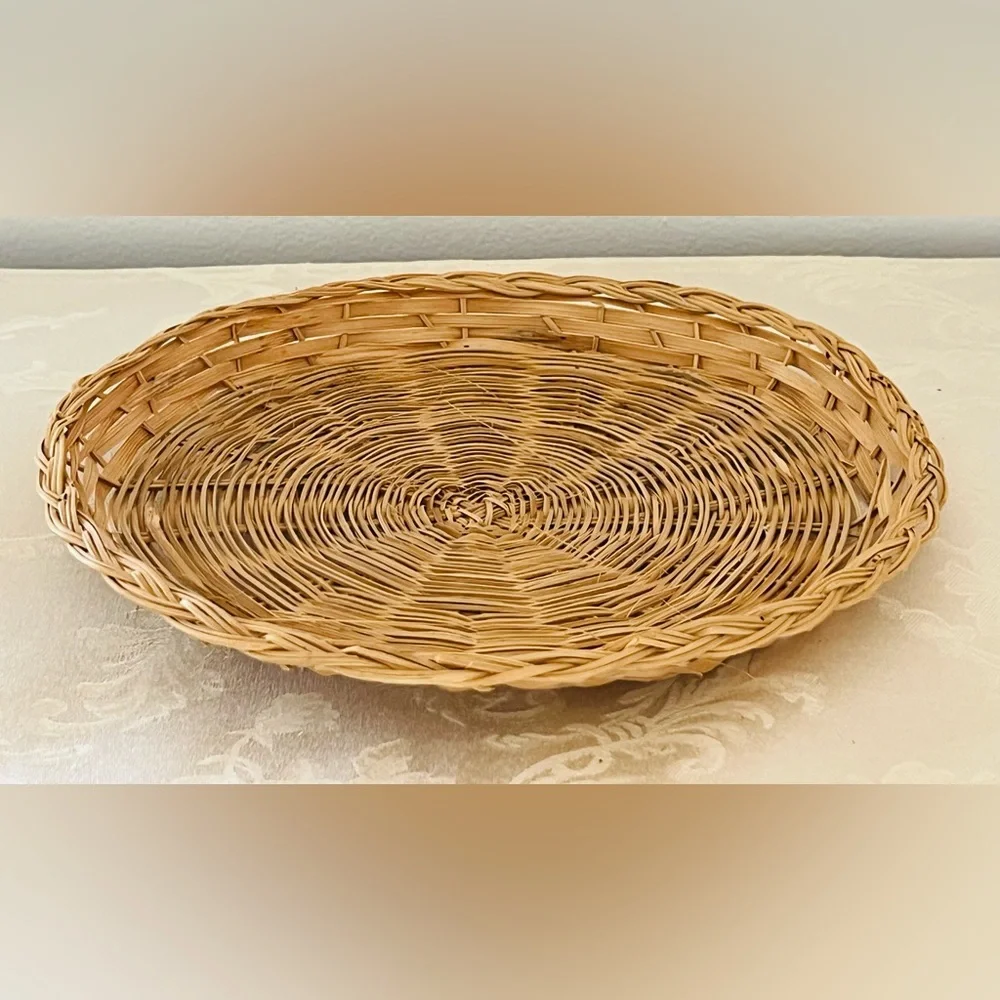 Vintage Handwoven Wicker Paper Plate Holders & Watermelon Placemats Set of 8